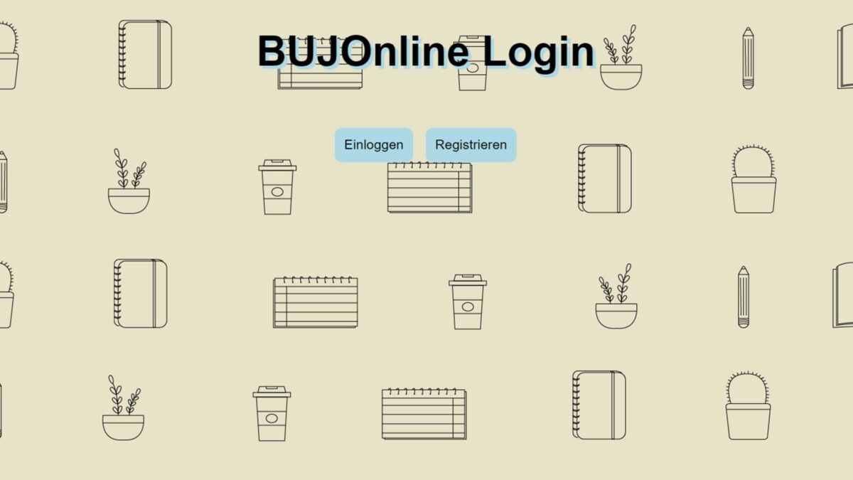 Ein Bild, das die Startseite von Bujonline zeigt mit Anmeldung oder Registrierung