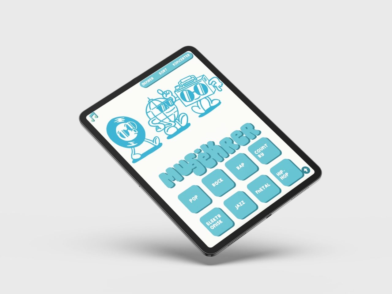 Musik I Verden website in tablet