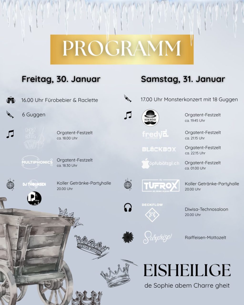 Post Programm Freitag und Samstag