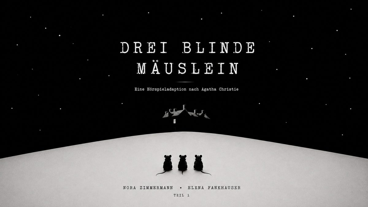 Coverbild der Hörspieladaption «Drei blinde Mäuslein» nach Agatha Christie.