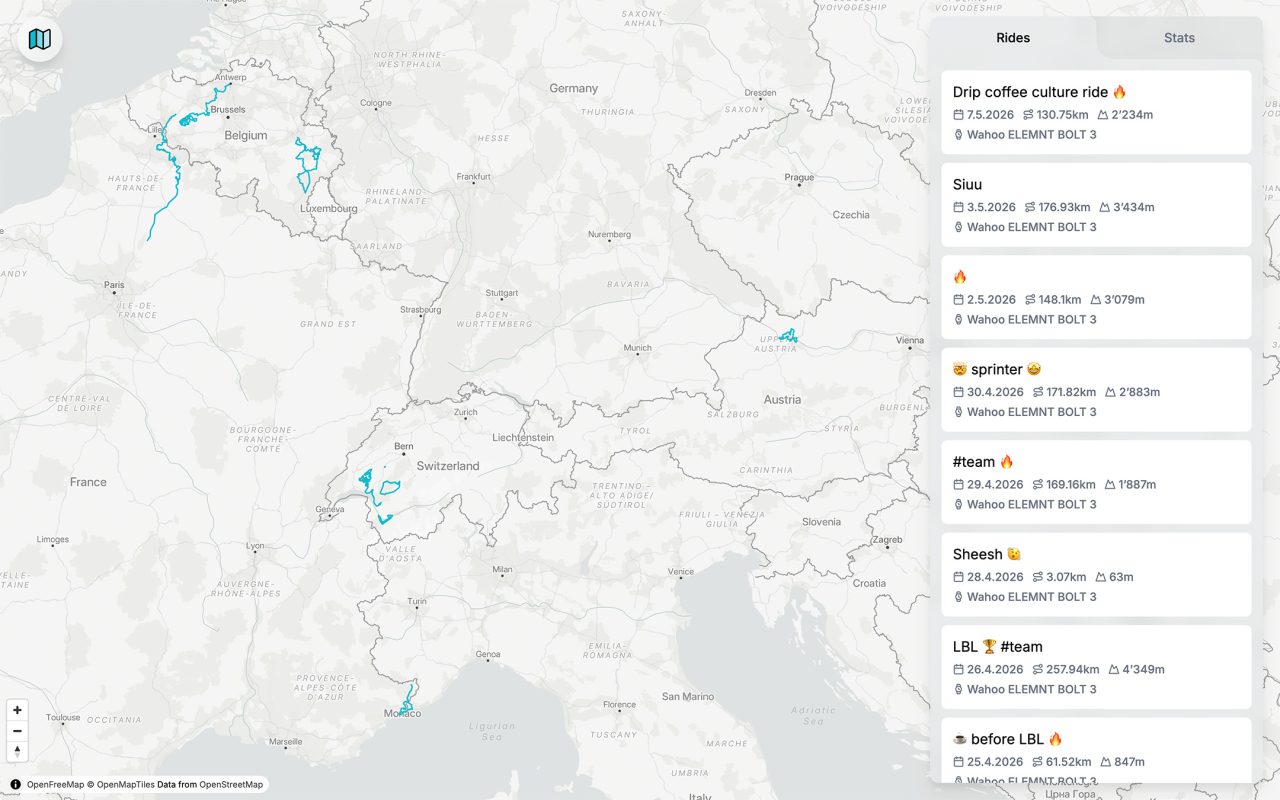 Alle Radtouren ersichtlich auf einer Karte