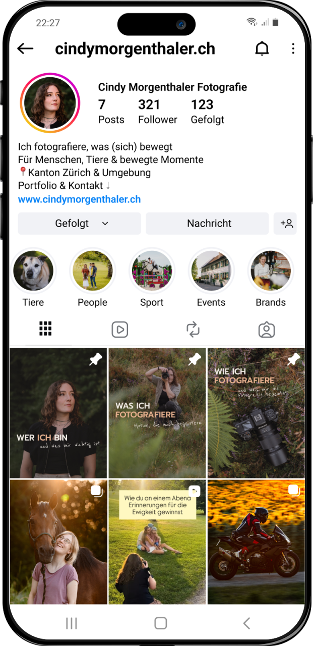Instagram-Profil cindymorgenthaler.ch