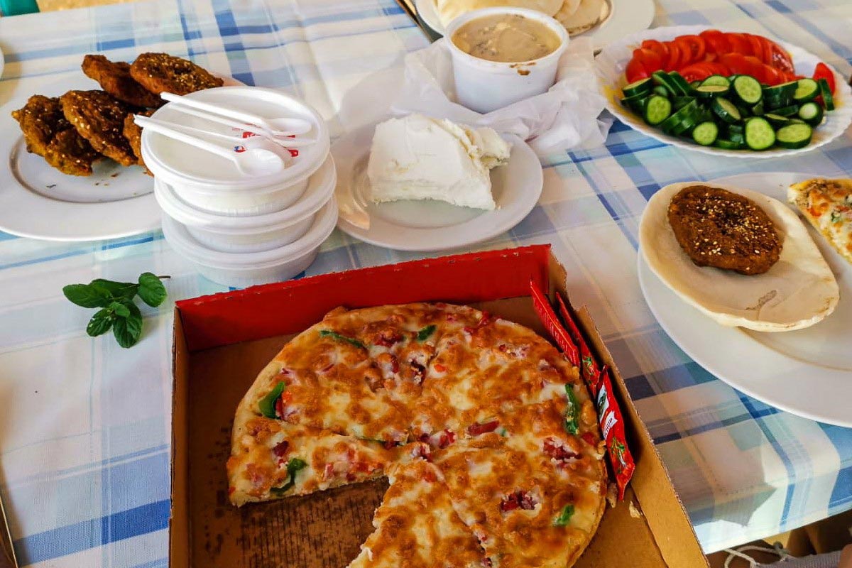 pizza and falafel